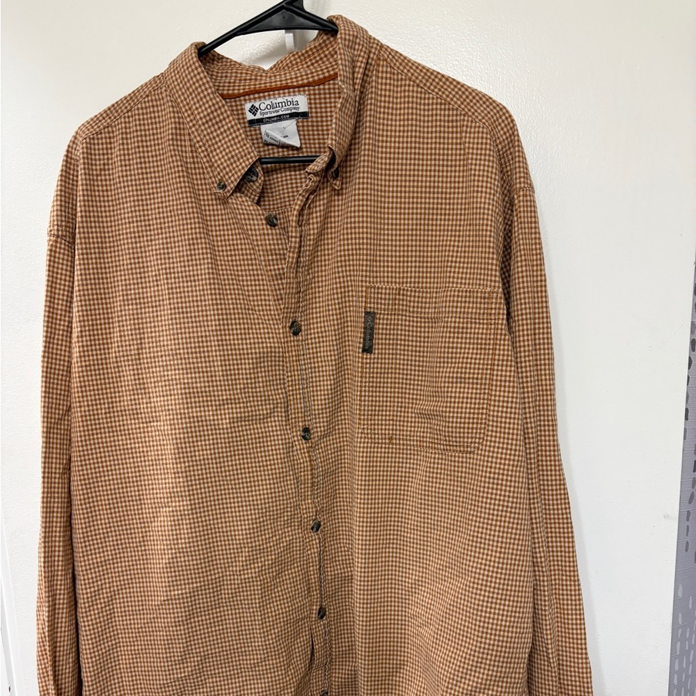 Columbia Orange Plaid Men's Shirt XL
